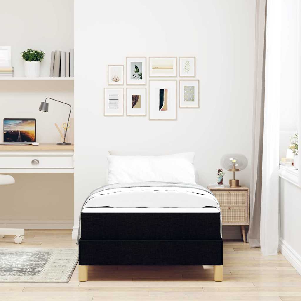 Box spring seng med madras Sort 100 x 200 cm Stof