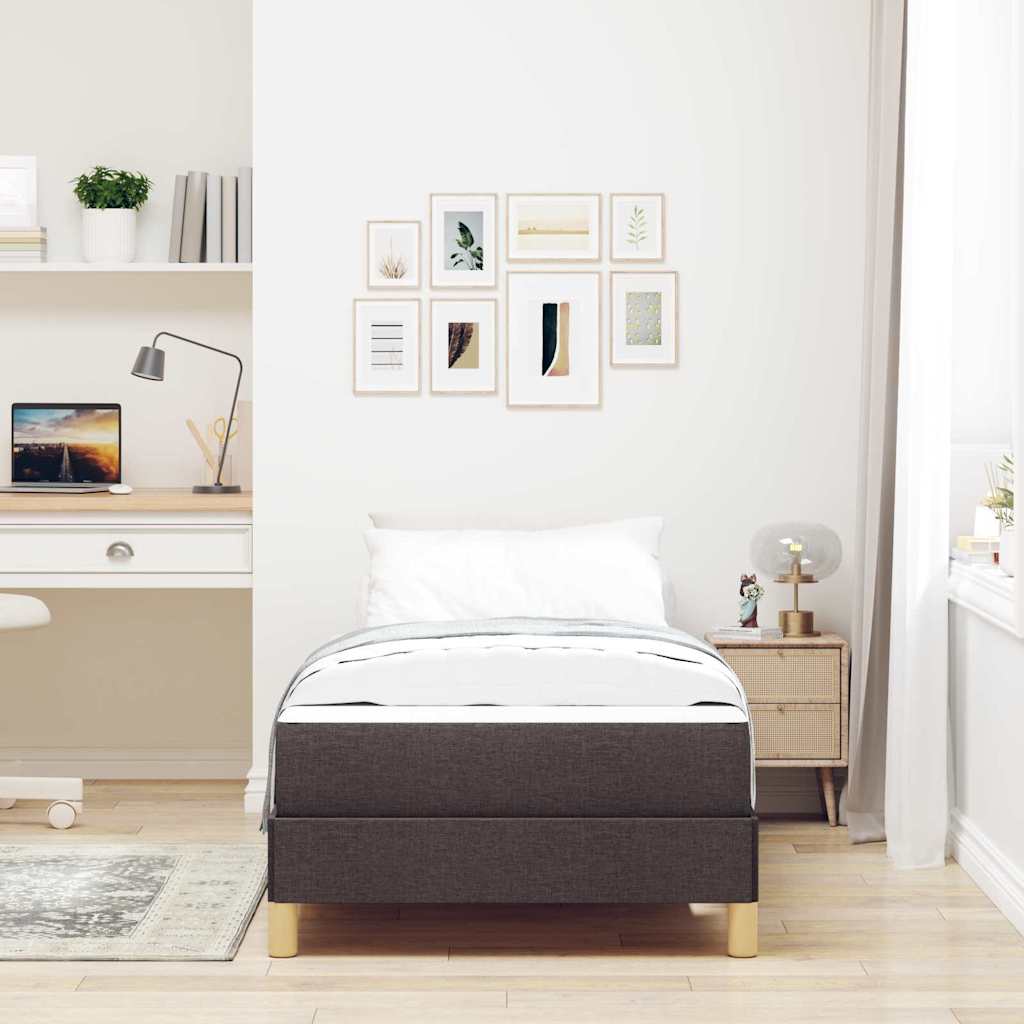 Box spring seng med madras Mørk Brun 100 x 200 cm Stof