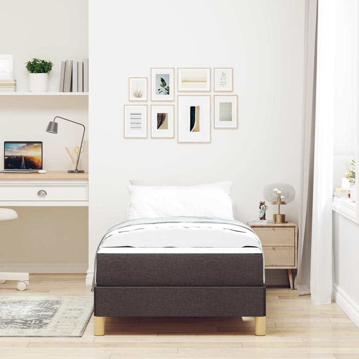 Box spring seng med madras Mørk Brun 100 x 200 cm Stof