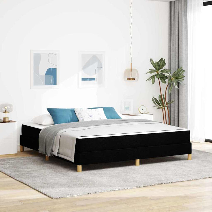 Box spring seng med madras Sort 180 x 200 cm Stof