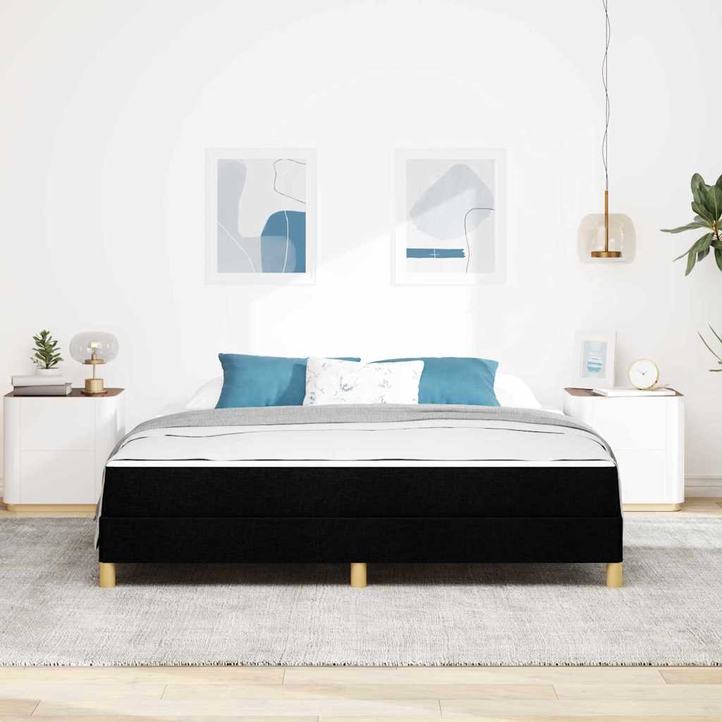 Box spring seng med madras Sort 180 x 200 cm Stof