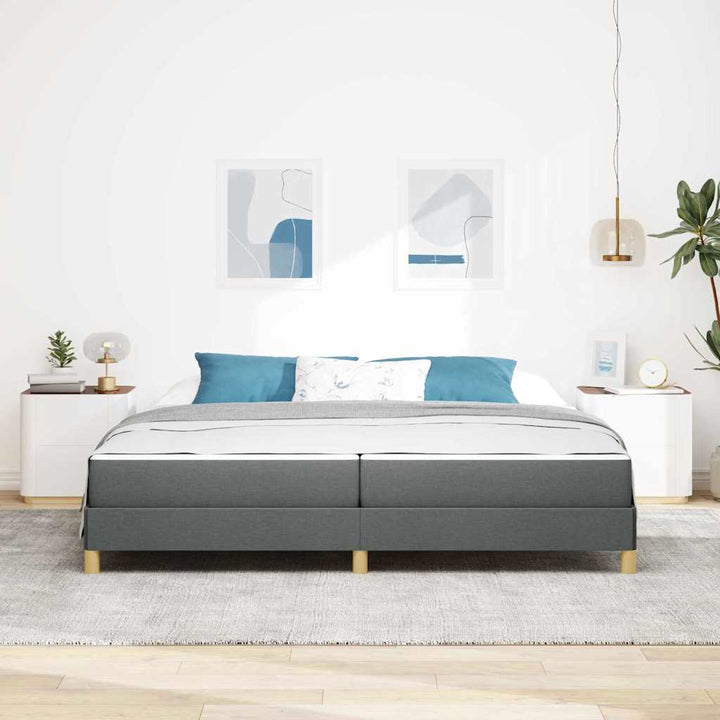 Box spring seng med madras Mørkegrå 200 x 200 cm Stof