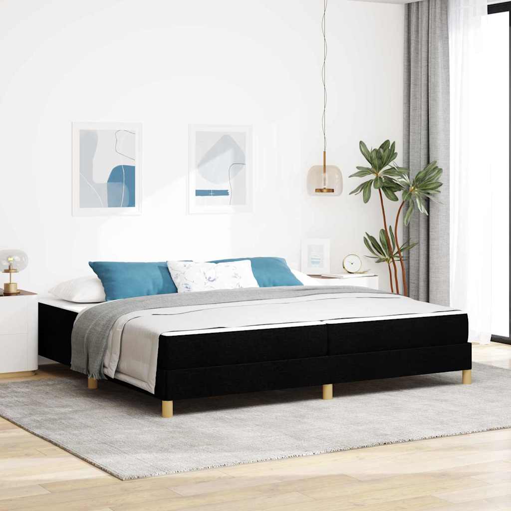 Box spring seng med madras Sort 200 x 200 cm Stof