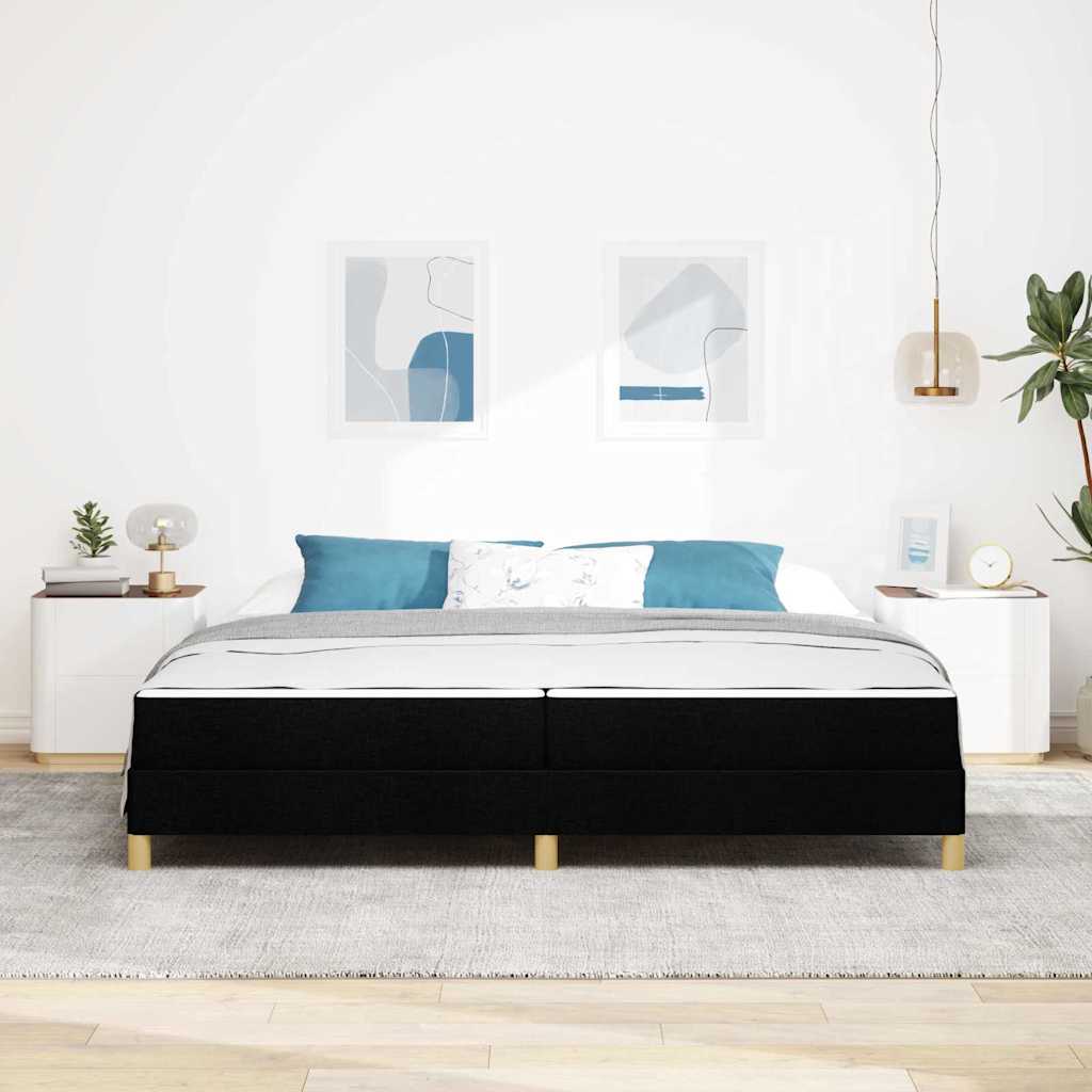 Box spring seng med madras Sort 200 x 200 cm Stof