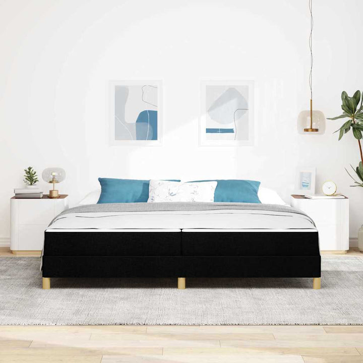 Box spring seng med madras Sort 200 x 200 cm Stof