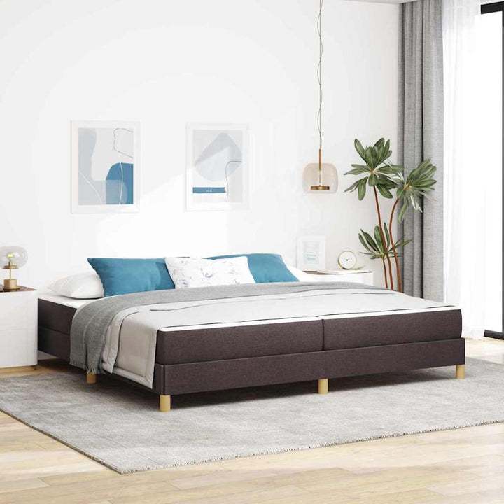 Box spring seng med madras Mørk Brun 200 x 200 cm Stof