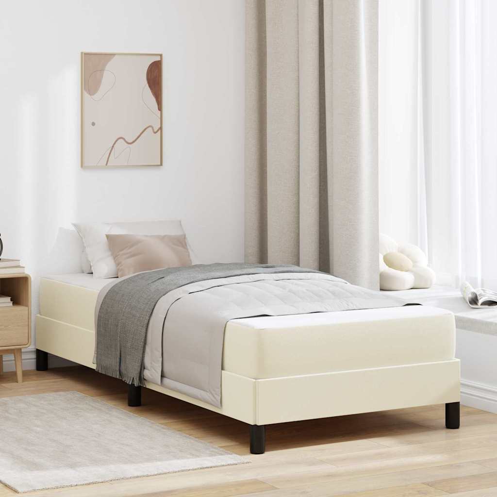 Sengestel med madras Creme 100 x 200 cm Stof