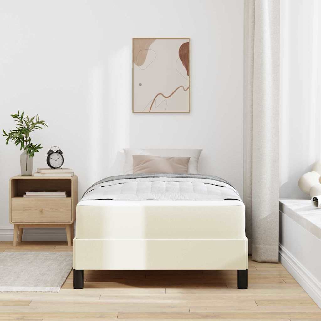 Sengestel med madras Creme 100 x 200 cm Stof