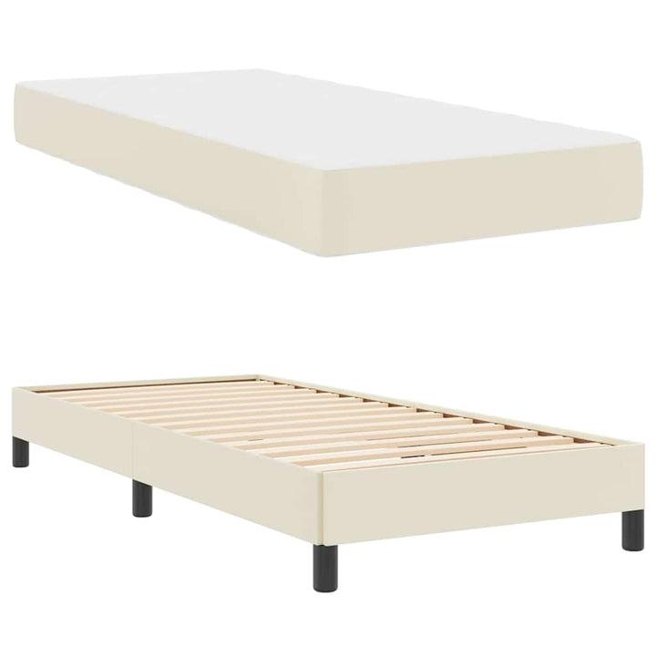 Sengestel med madras Creme 100 x 200 cm Stof