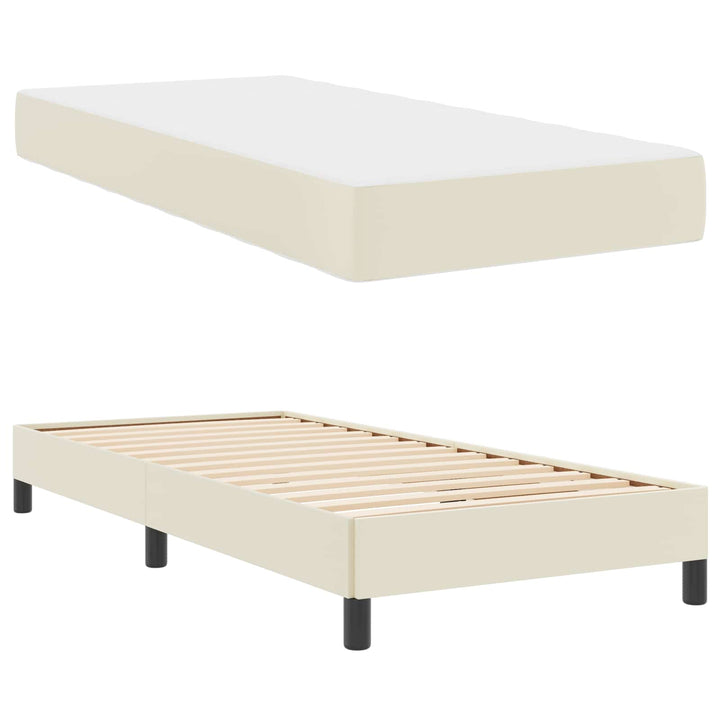Sengestel med madras Creme 100 x 200 cm Stof
