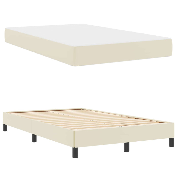 Sengestel med madras Creme 120 x 200 cm Stof