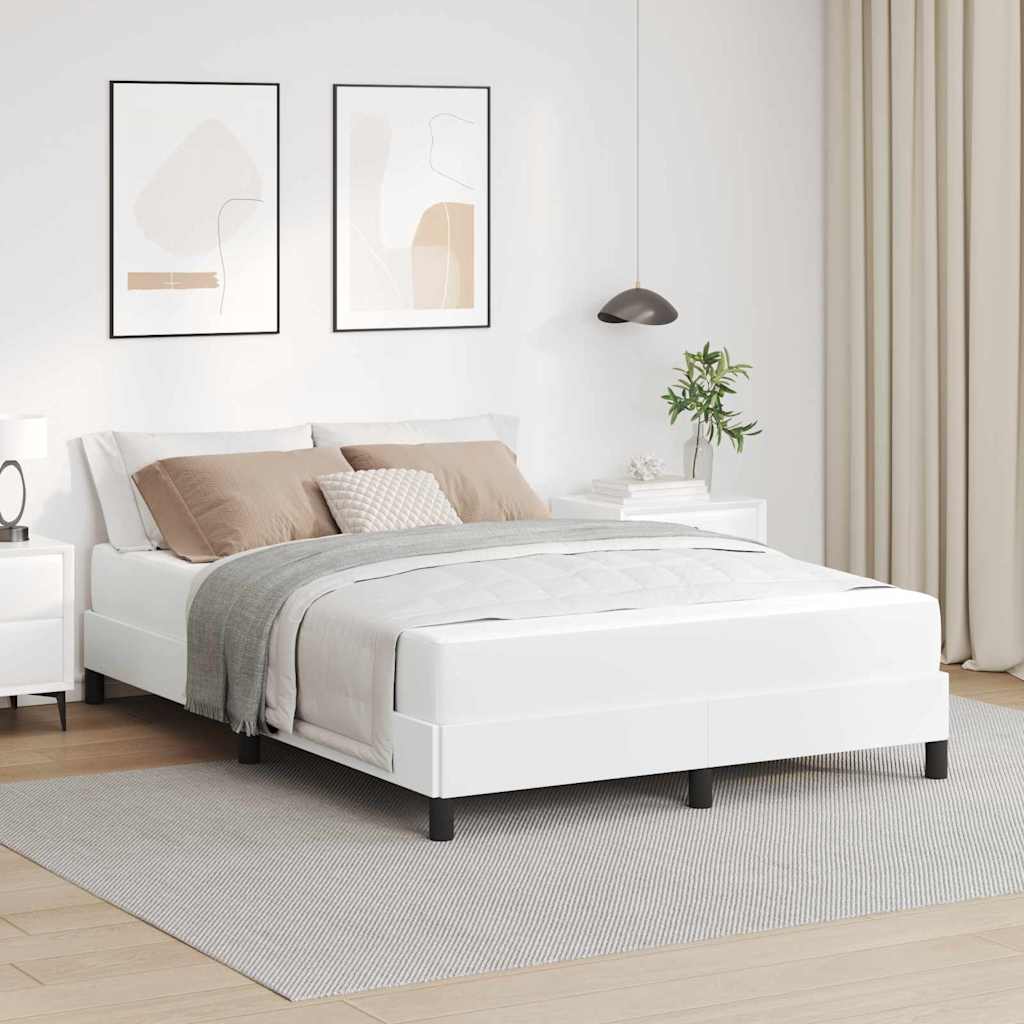 Sengestel med madras Ren Hvid 140 x 190 cm Stof