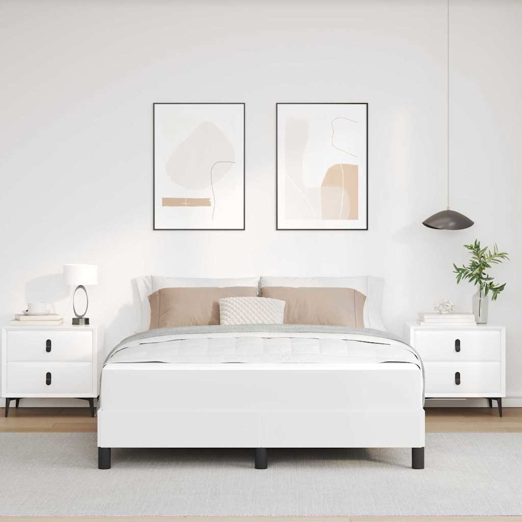 Sengestel med madras Ren Hvid 140 x 190 cm Stof