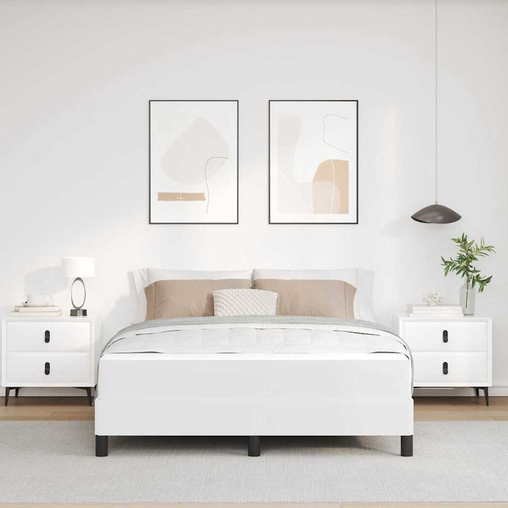 Sengestel med madras Ren Hvid 140 x 190 cm Stof