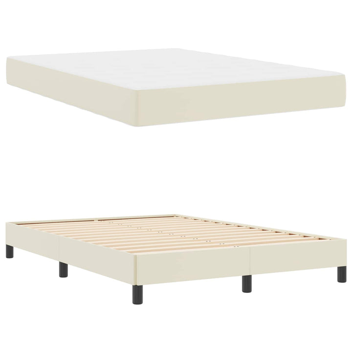 Sengestel med madras Creme 140 x 190 cm Stof