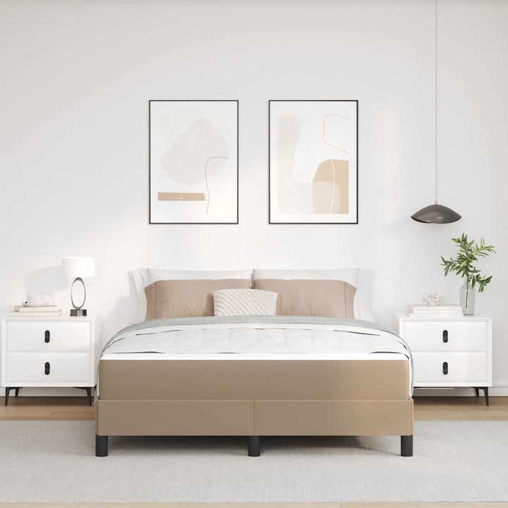 Sengestel med madras Cappuccino 140 x 190 cm Stof