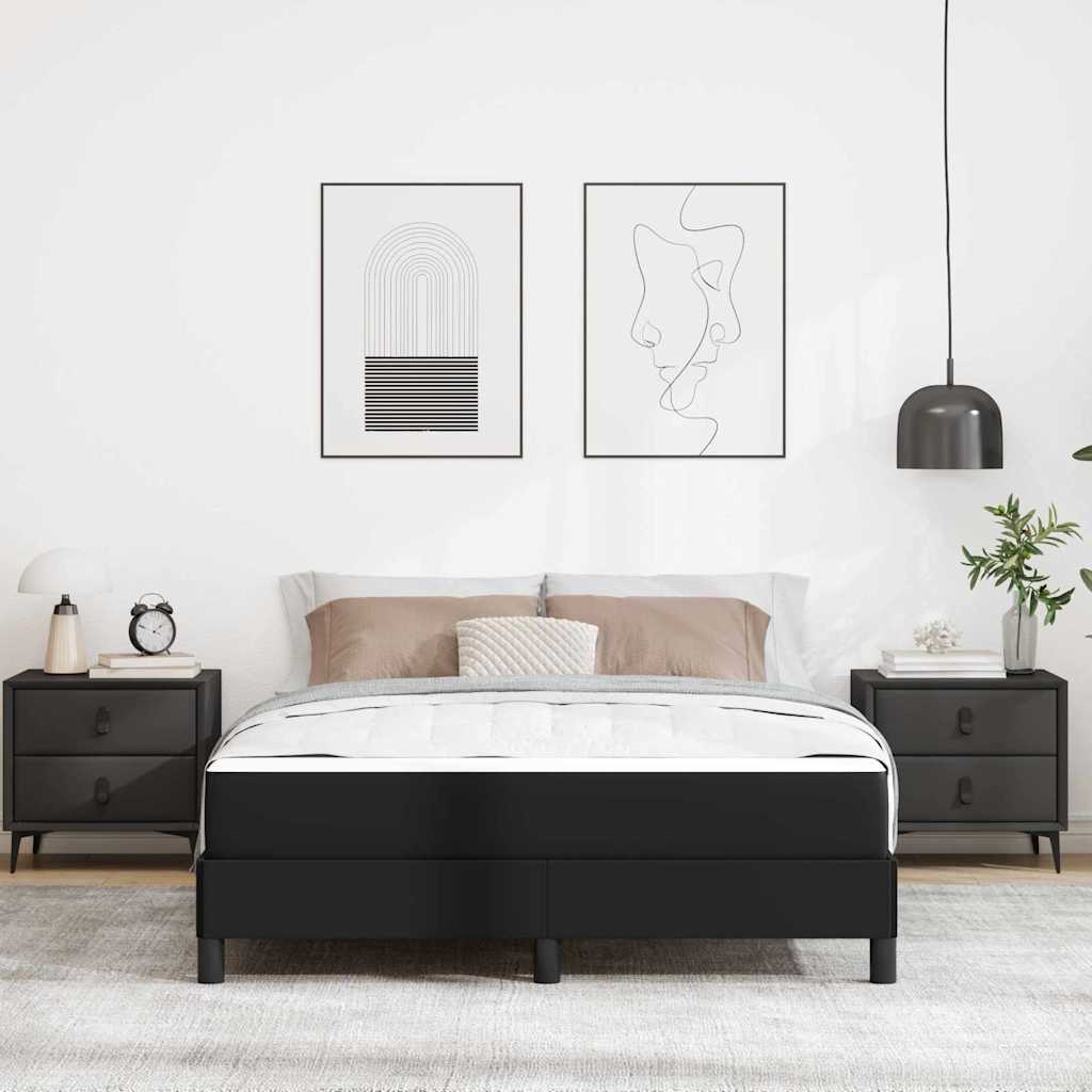 Sengestel med madras Sort 140 x 200 cm Stof