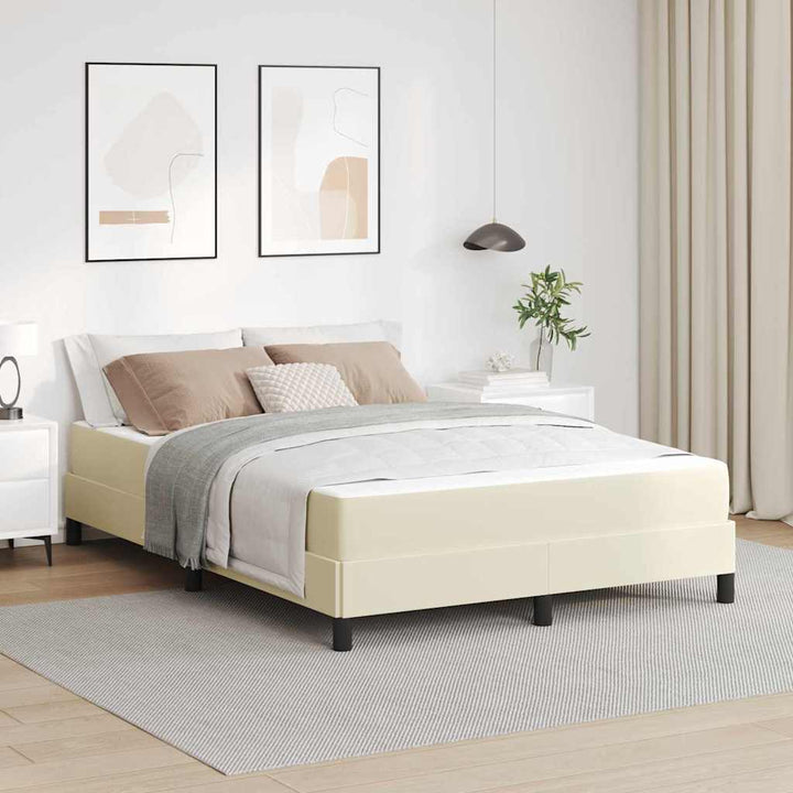 Sengestel med madras Creme 140 x 200 cm Stof