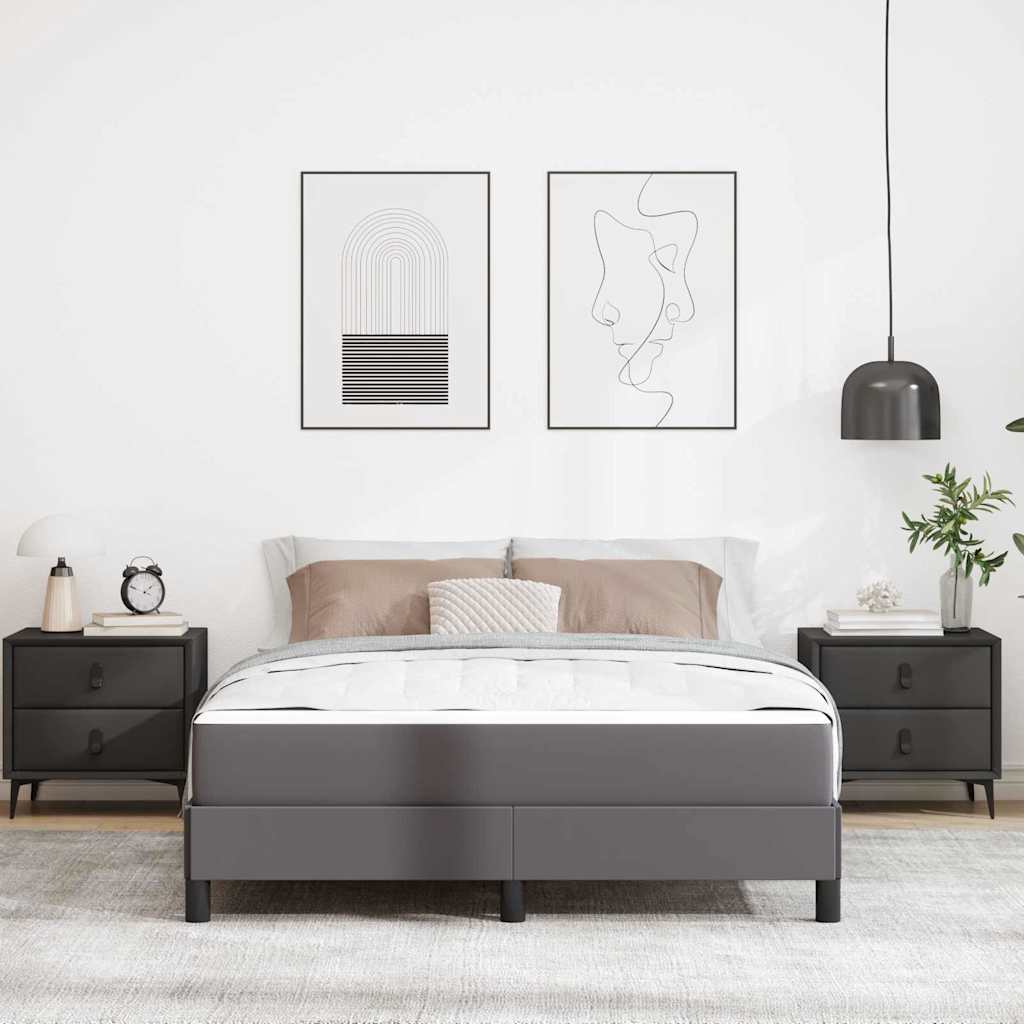 Sengestel med madras Grå 140 x 200 cm Stof