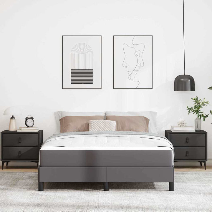 Sengestel med madras Grå 140 x 200 cm Stof