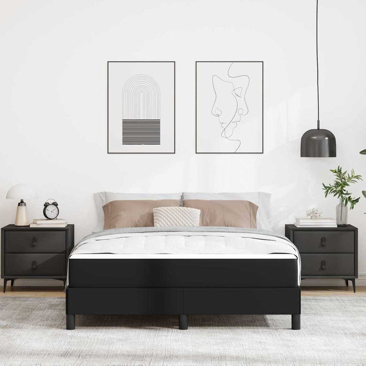 Sengestel med madras Sort 160 x 200 cm Stof