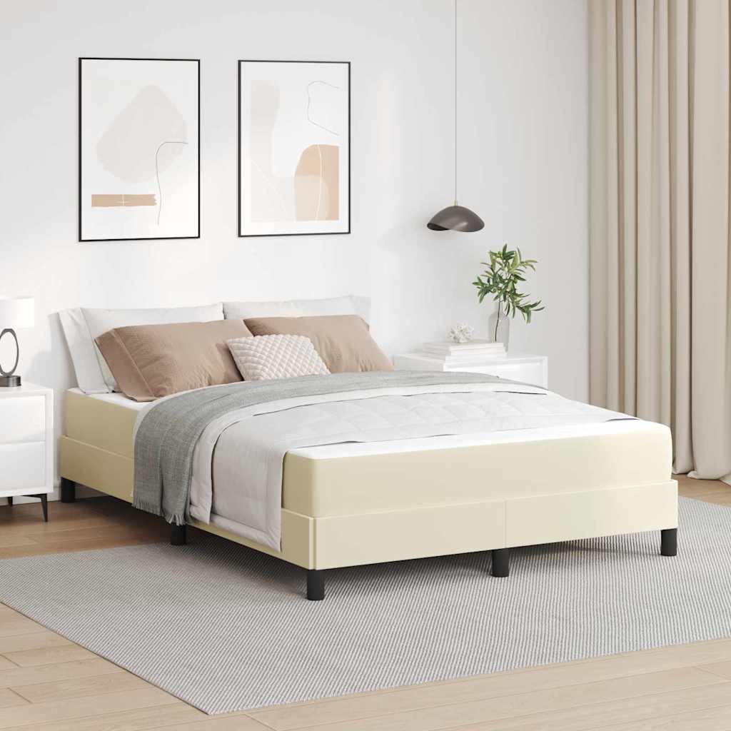 Sengestel med madras Creme 160 x 200 cm Stof