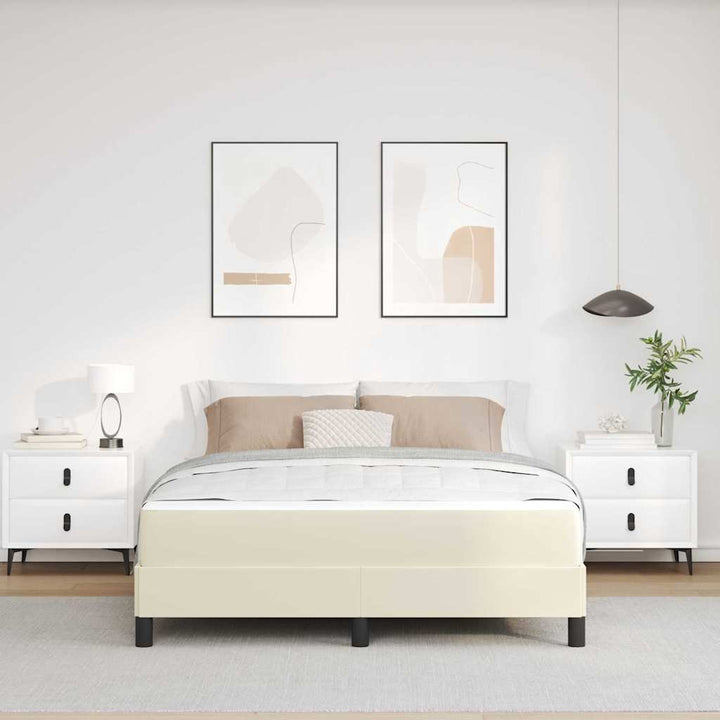 Sengestel med madras Creme 160 x 200 cm Stof