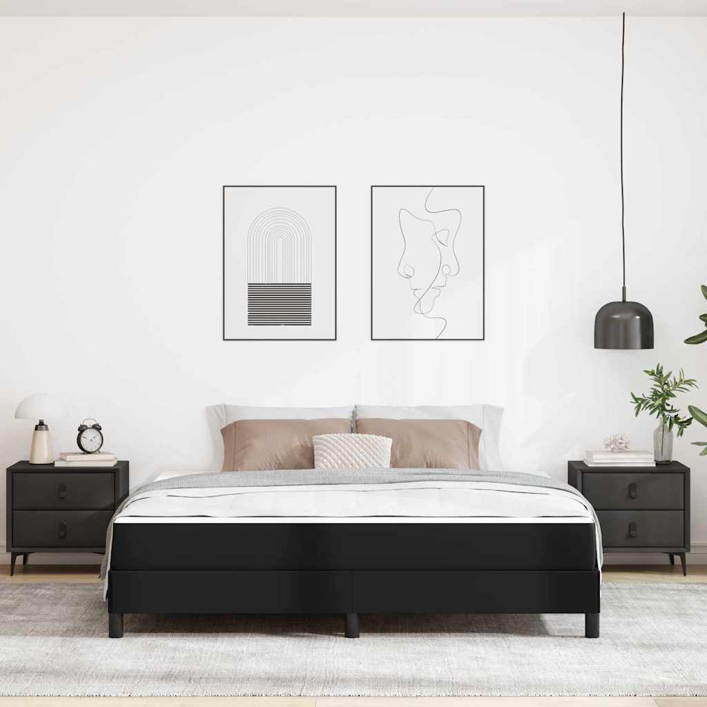 Sengestel med madras Sort 180 x 200 cm Stof