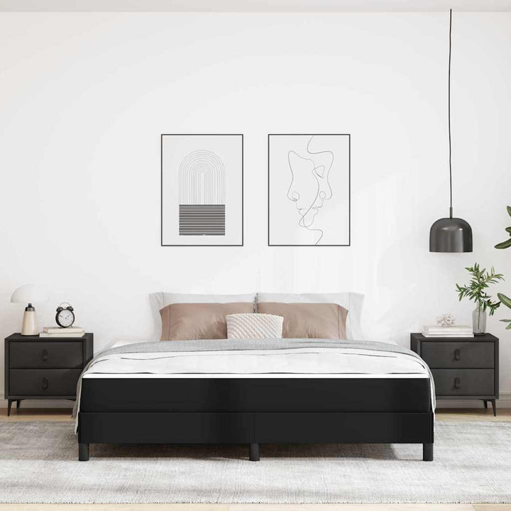 Sengestel med madras Sort 180 x 200 cm Stof