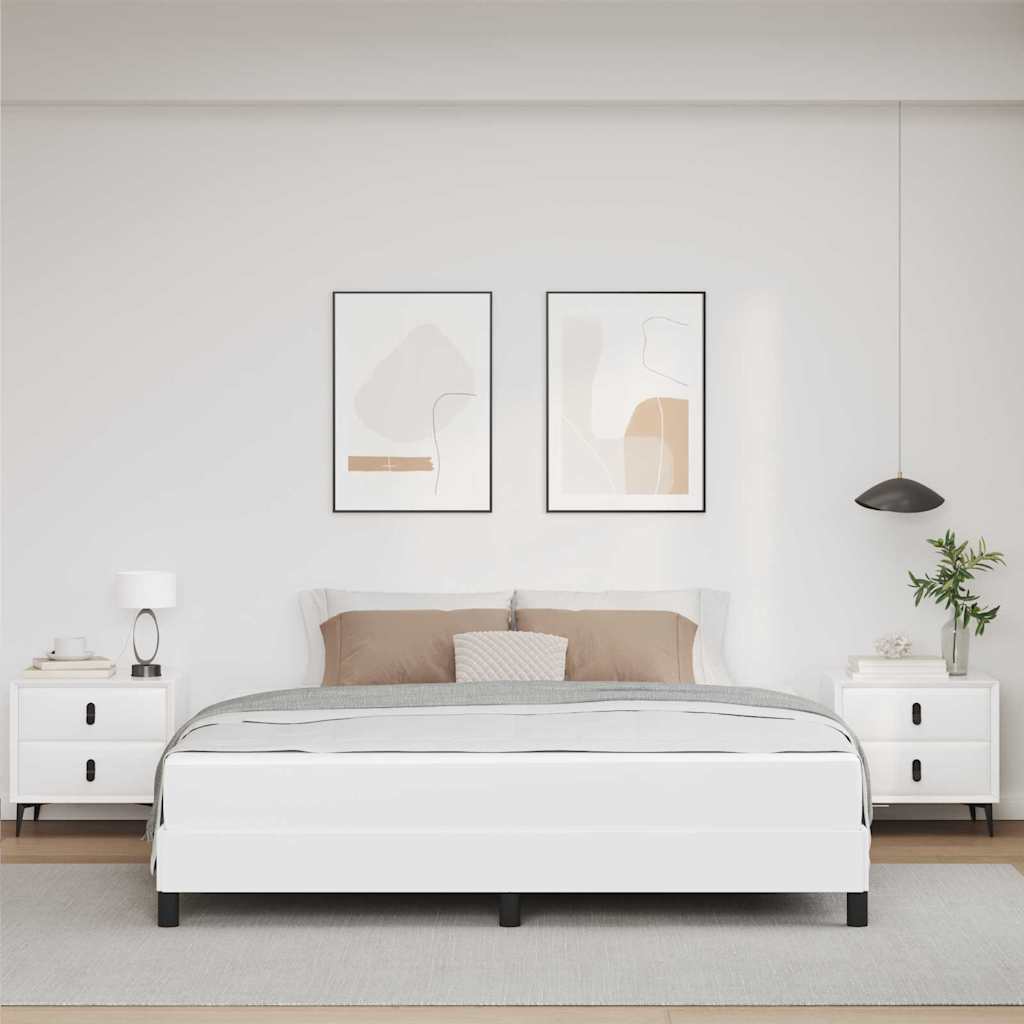 Sengestel med madras Ren Hvid 180 x 200 cm Stof