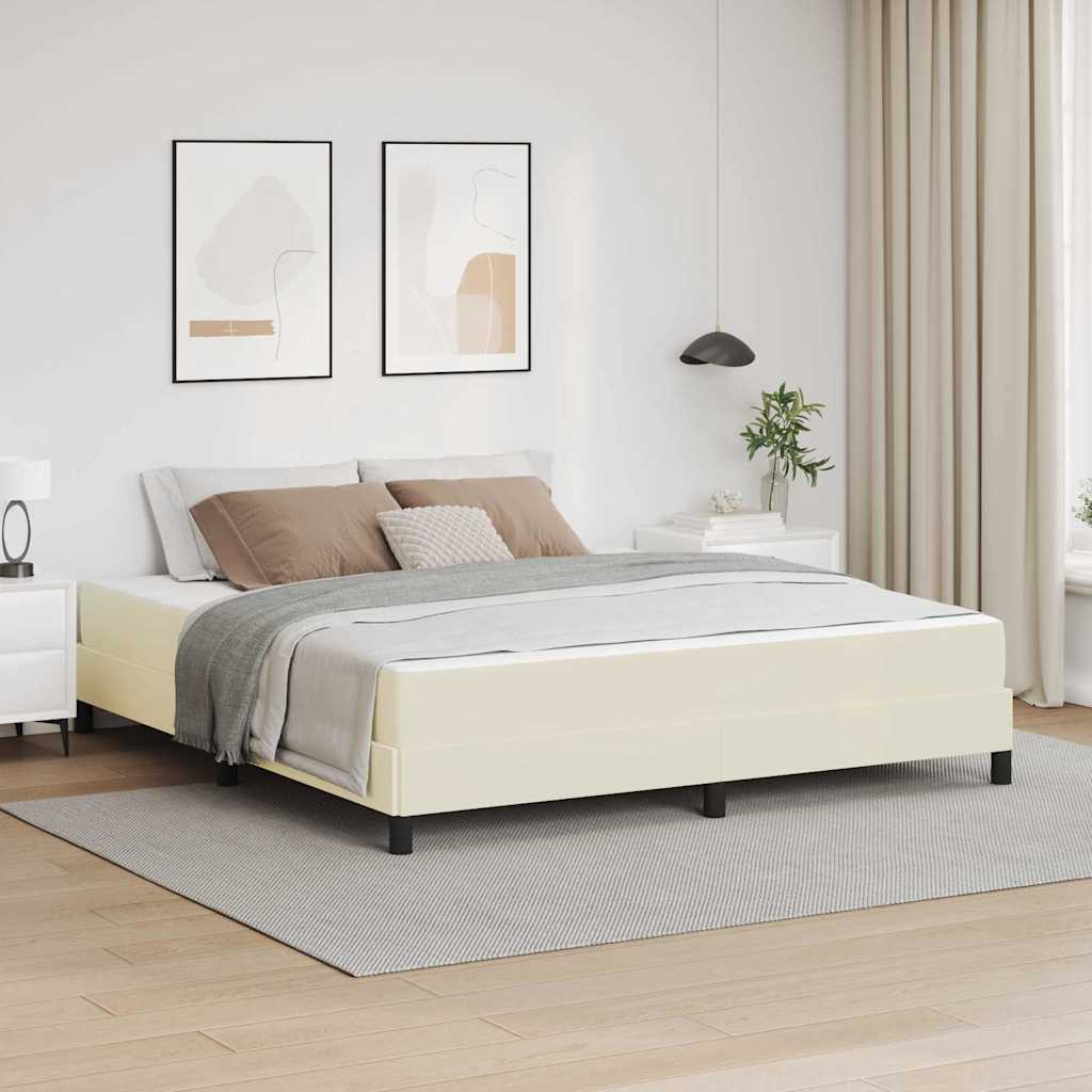 Sengestel med madras Creme 180 x 200 cm Stof