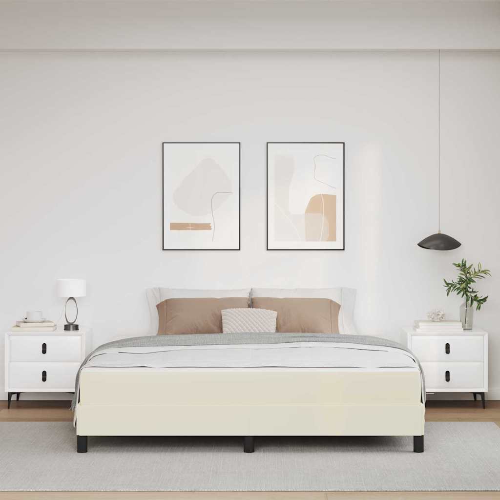 Sengestel med madras Creme 180 x 200 cm Stof