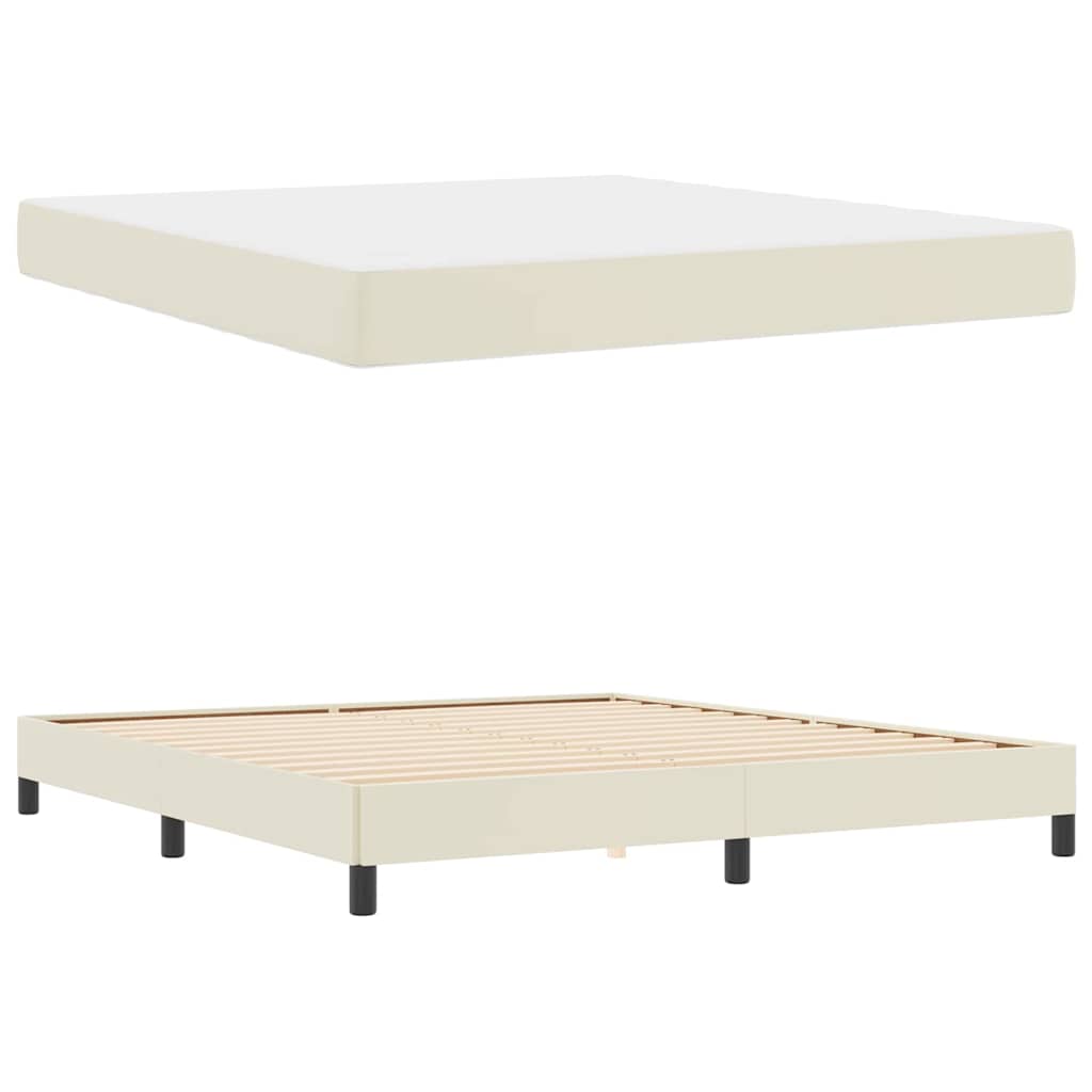 Sengestel med madras Creme 180 x 200 cm Stof