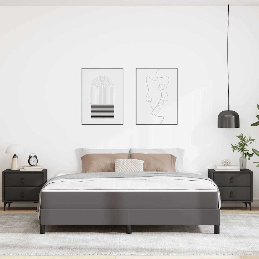 Sengestel med madras Grå 180 x 200 cm Stof