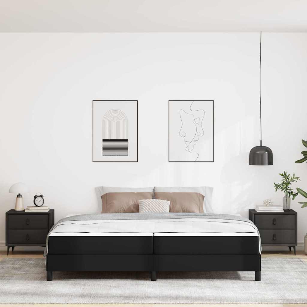 Sengestel med madras Sort 200 x 200 cm Stof