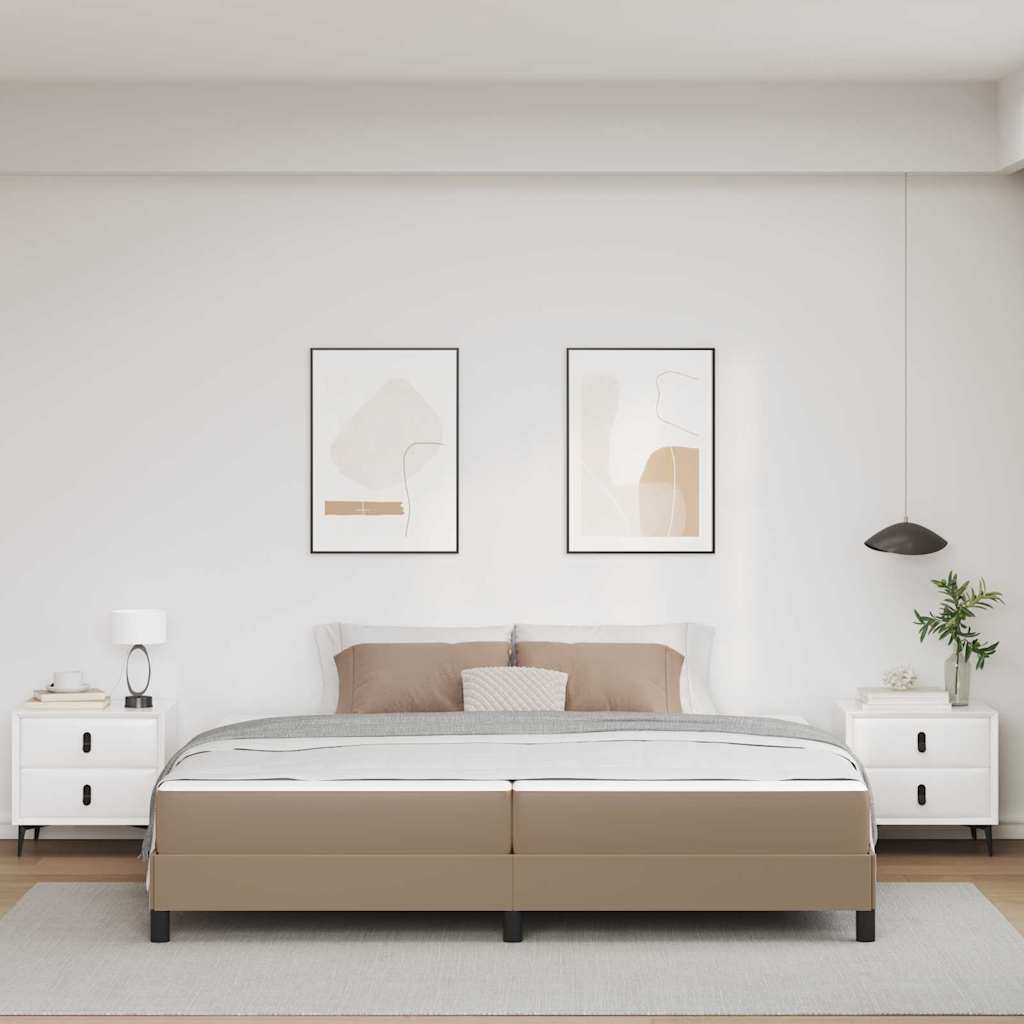 Sengestel med madras Cappuccino 200 x 200 cm Stof