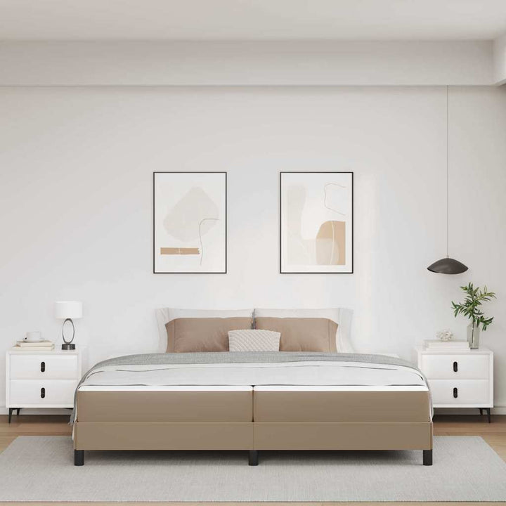 Sengestel med madras Cappuccino 200 x 200 cm Stof