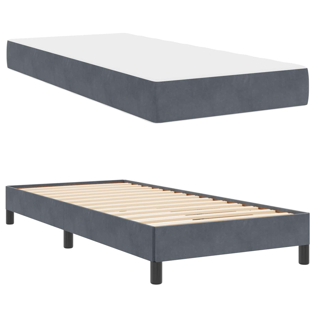 Box spring seng med madras Mørkegrå 90 x 190 cm Stof
