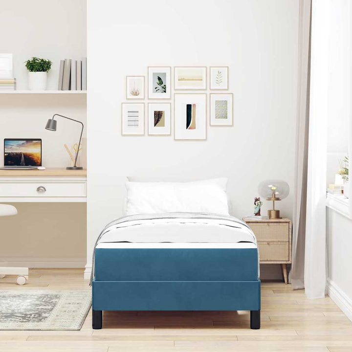 Box spring seng med madras Mørk blå 90 x 190 cm Stof