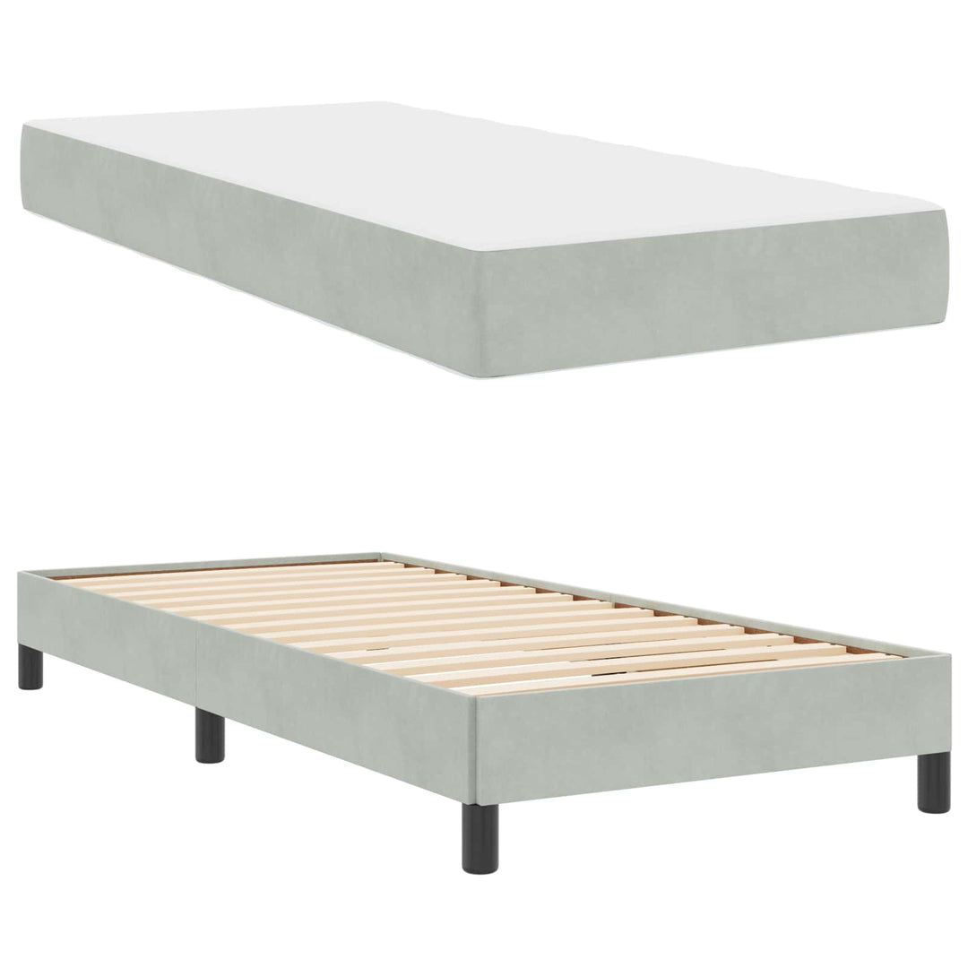 Box spring seng med madras Lysegrå 90 x 200 cm Stof