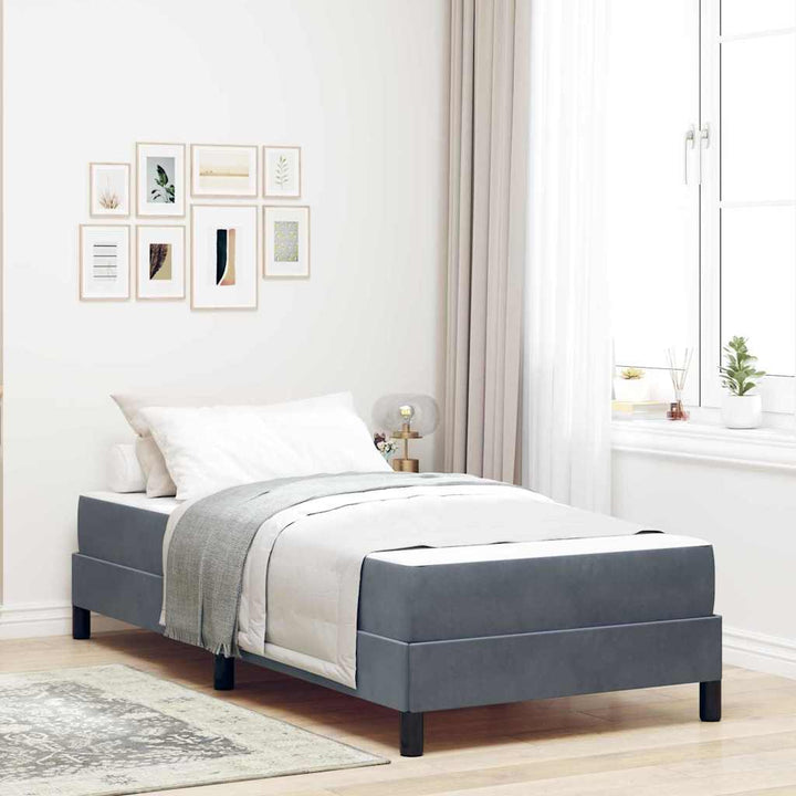Box spring seng med madras Mørkegrå 90 x 200 cm Stof