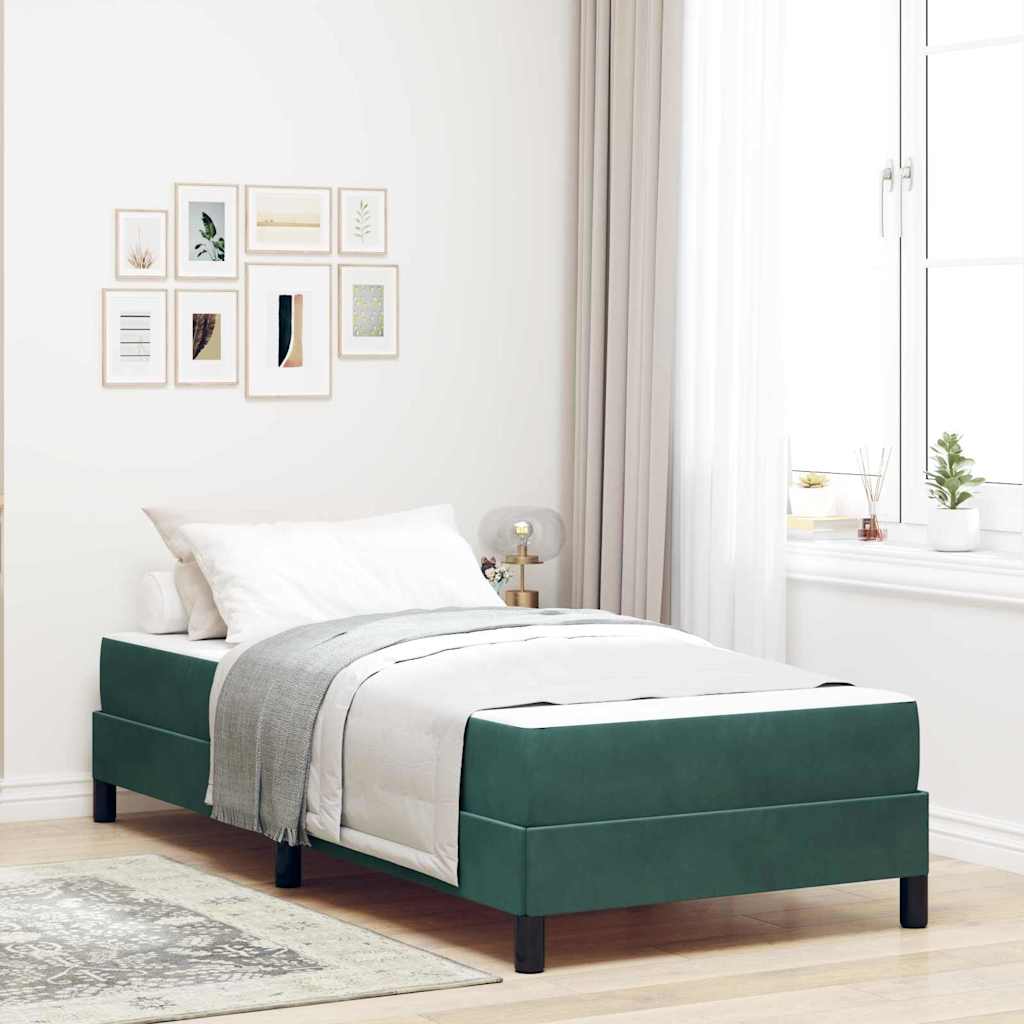 Box spring seng med madras Mørkegrøn 90 x 200 cm Stof