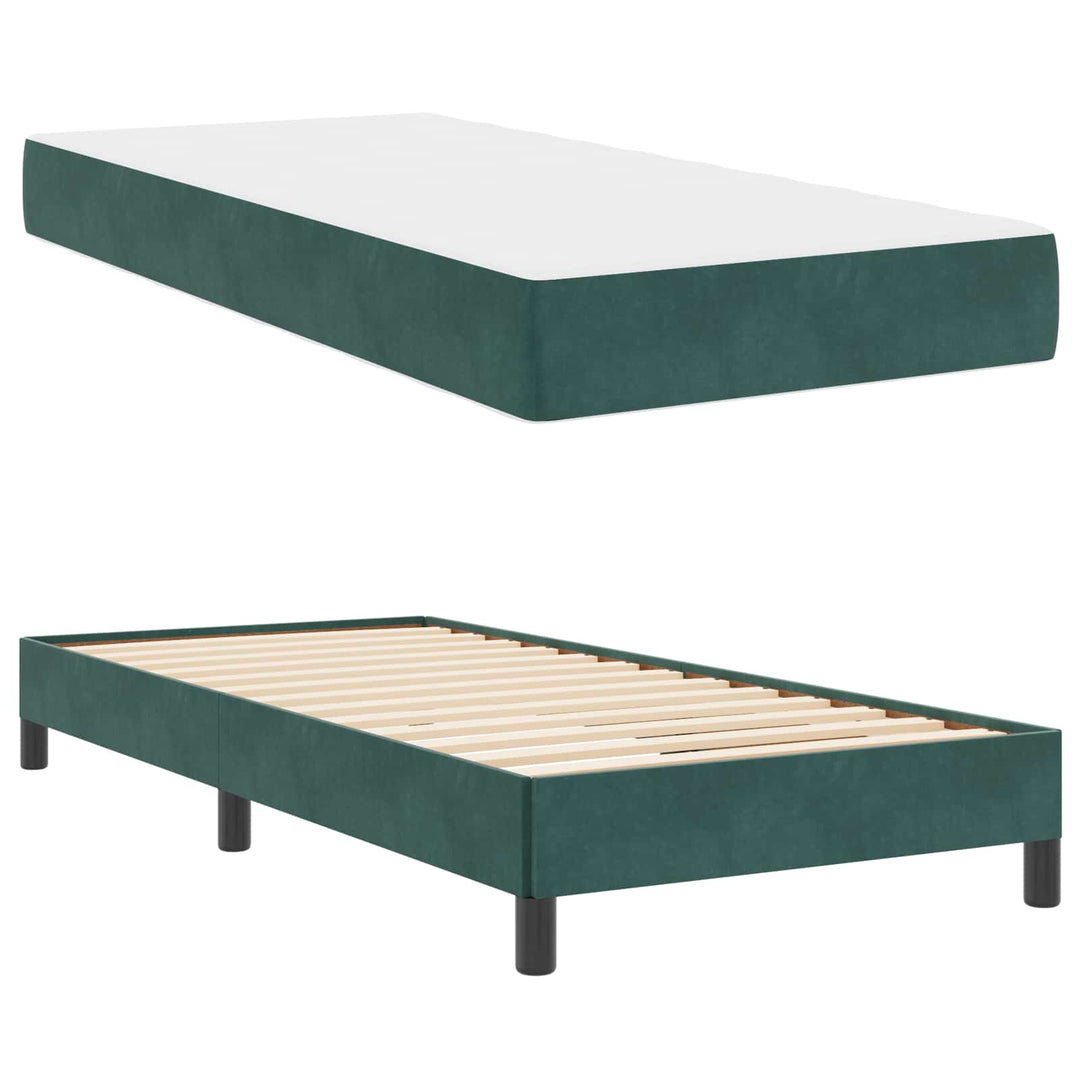 Box spring seng med madras Mørkegrøn 90 x 200 cm Stof