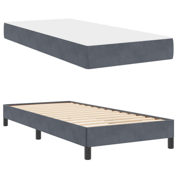 Box spring seng med madras Mørkegrå 100 x 200 cm Stof