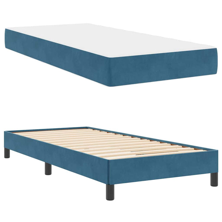 Box spring seng med madras Mørk blå 100 x 200 cm Stof