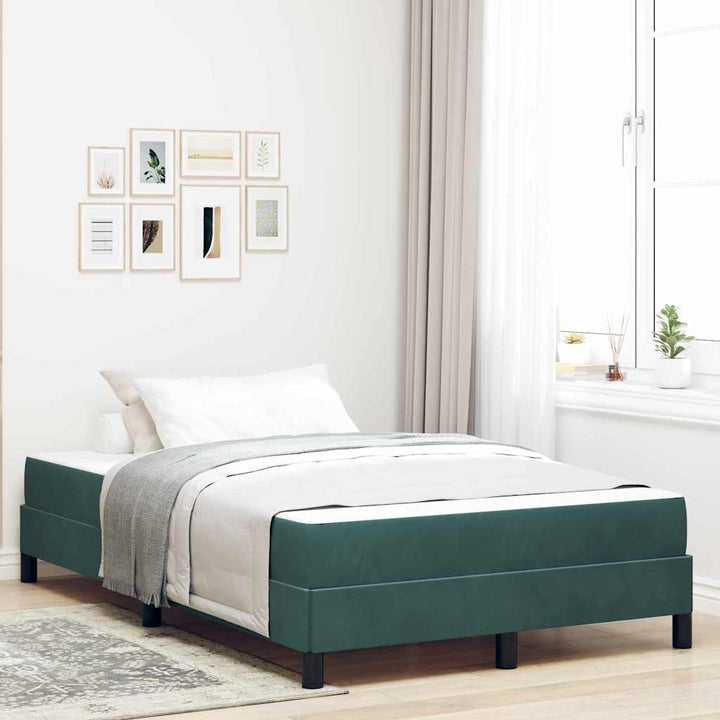 Box spring seng med madras Mørkegrøn 120 x 200 cm Stof