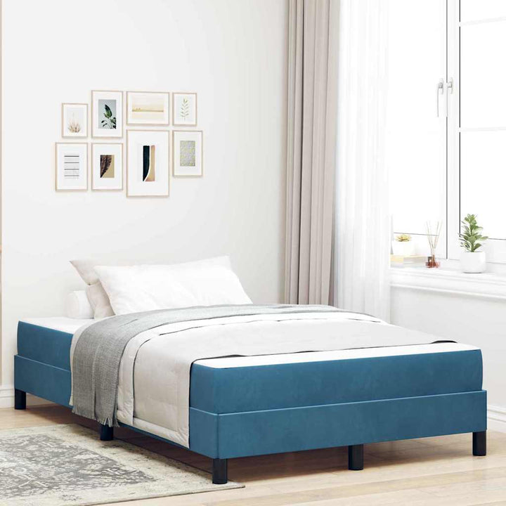 Box spring seng med madras Mørk blå 120 x 200 cm Stof