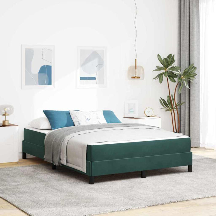 Box spring seng med madras Mørkegrøn 140 x 190 cm Stof