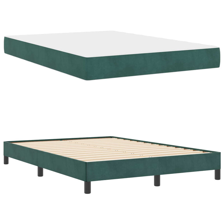 Box spring seng med madras Mørkegrøn 140 x 190 cm Stof