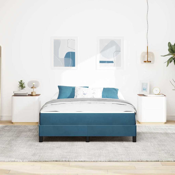 Box spring seng med madras Mørk blå 140 x 200 cm Stof